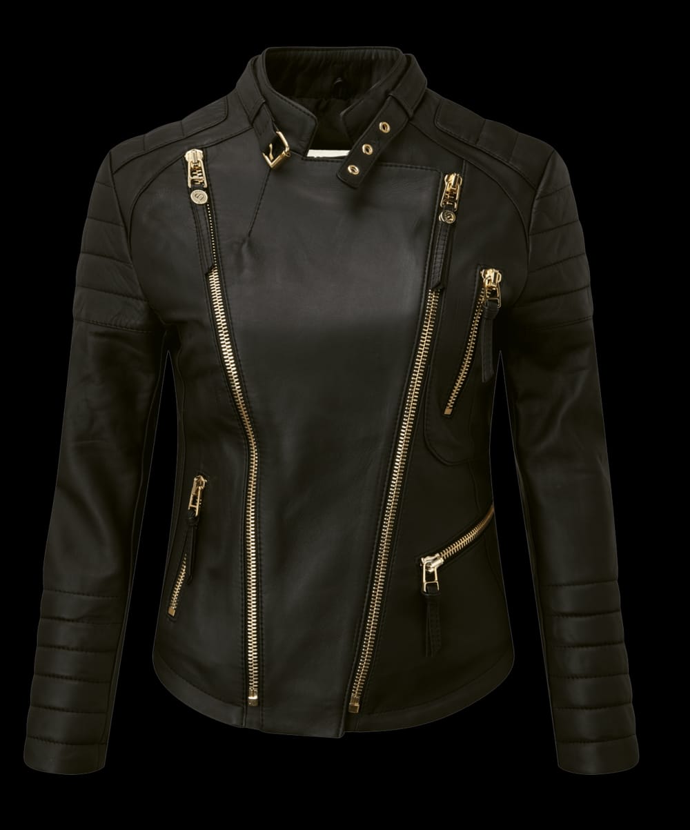 Naida Women’s Café Racer Genuine Cowhide Leather Motorcycle Jacket