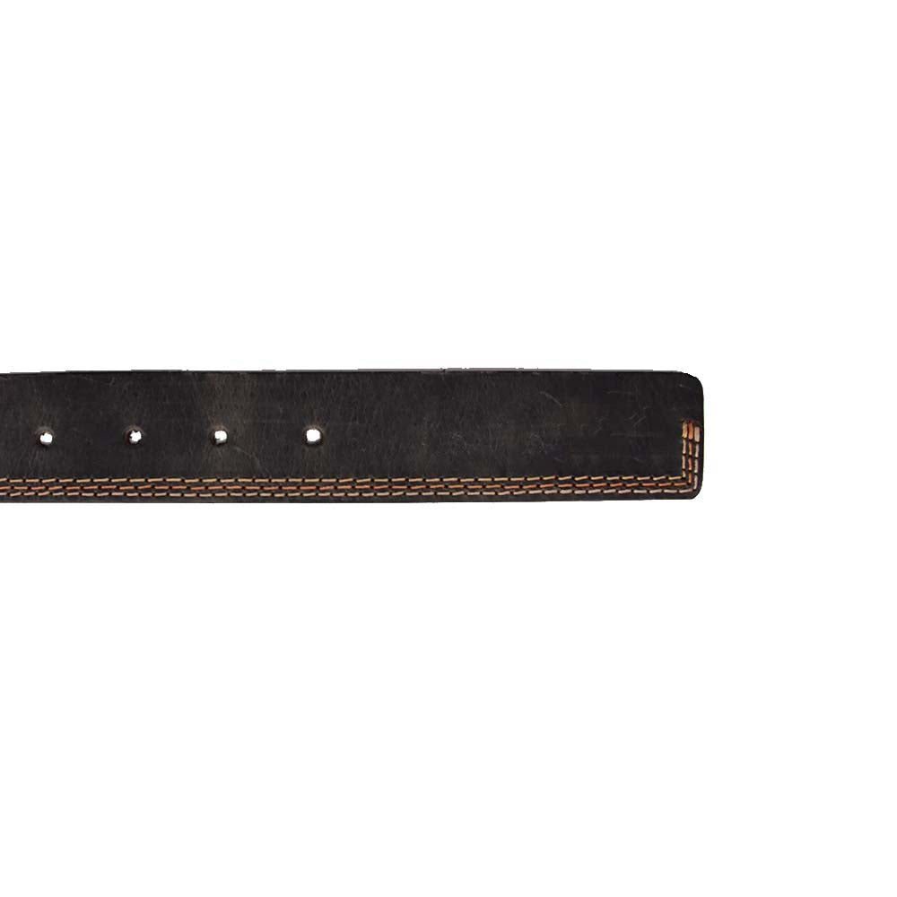 Triple Stitch Leather Belt – Black