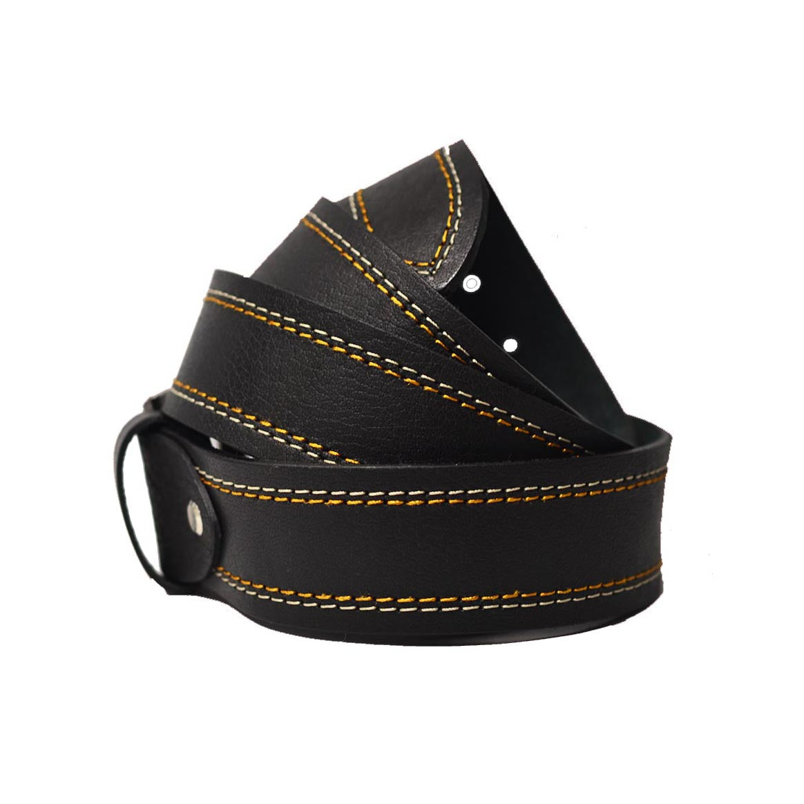 Double Stitch Leather Belt – Black