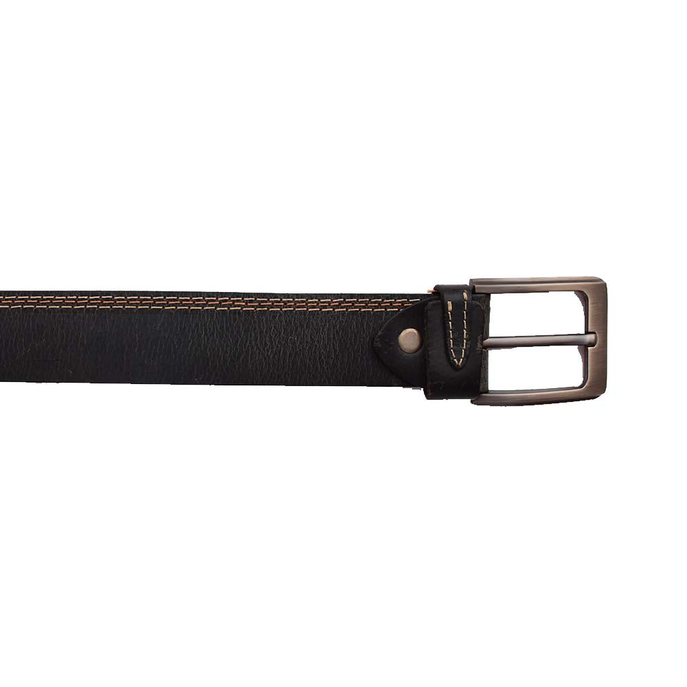 Triple Stitch Leather Belt – Black