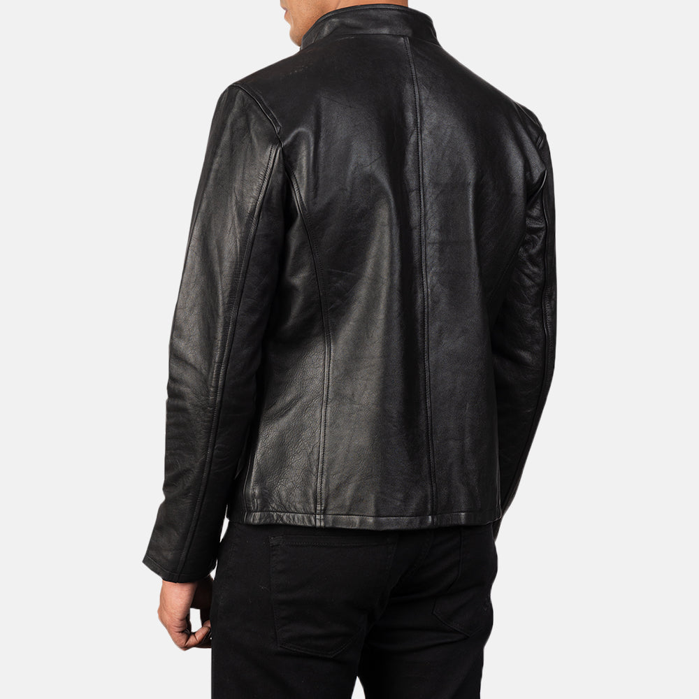 Alberto White Shearling Black Leather Jacket