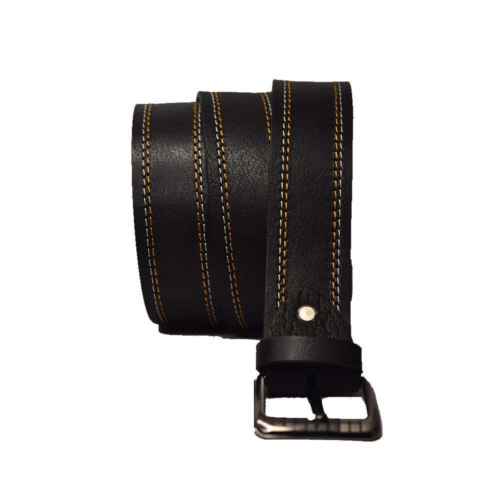 Double Stitch Leather Belt – Black